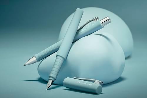 Faber-Castell Poly Pen Fountain and Ballpoint Pen Gift Set – Caribic Blue: Fountain Pen Set with Broad Nib & Smooth Ballpoint Pen, Great for Journaling, Graduation Gifts & Father's Day