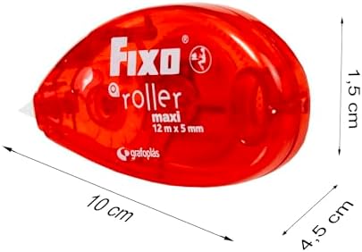 Fixo Roller | Extra Long White Tape Concealer | 5mmx12m | Ergonomic Design | Instant Drying | School Supplies
