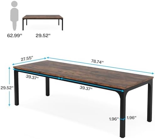 Tribesigns 78.7 Inches Extra Long Computer Desk 2 Person Desk, Double Long Desk, Workstaion for Home Office, Brown+Black
