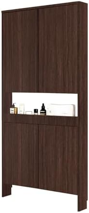 LINLIUA Behind the Door Bookshelf, 5 Shelf Behind Door Shelves with Storage, Space-Saving Wall Mount Narrow Bookcase Cabinet for Living Room Bedroom