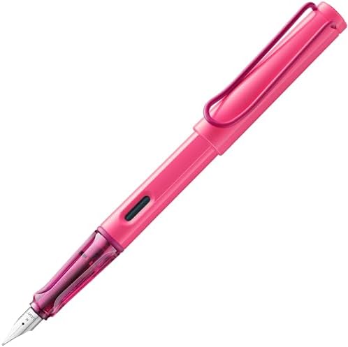 LAMY safari neonpink - Fountain Pen with ergonomic grip & polished steel nib in size EF - ideal for any Writing & Calligraphy - including LAMY T 10 blue cartridge - Right-Handed