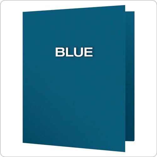 Oxford Two-Pocket Folders w/Fasteners, Blue, Letter Size, 25 per Box (57702)