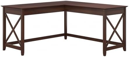Bush Home Key West 60W Modern Farmhouse L Shaped Desk in Bing Cherry, 60-Inch Corner Computer Table for Home Office Workspace