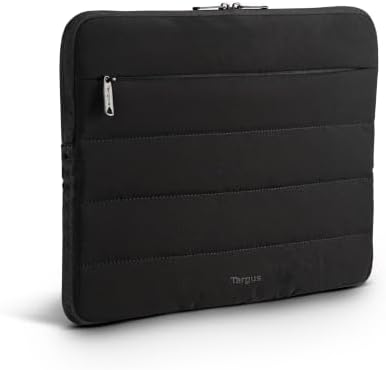 Targus 15–16 Inch Puffer Laptop Sleeve, Lightweight Protective Sleeve with Plush Interior, Front Accessory Pocket, Double Zippers, Slim & Stylish Design, Black TBS975GL