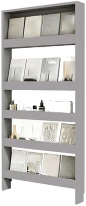 LINLIUA Behind the Door Bookshelf, 5 Shelf Behind Door Shelves with Storage, Space-Saving Wall Mount Narrow Bookcase Cabinet for Living Room Bedroom