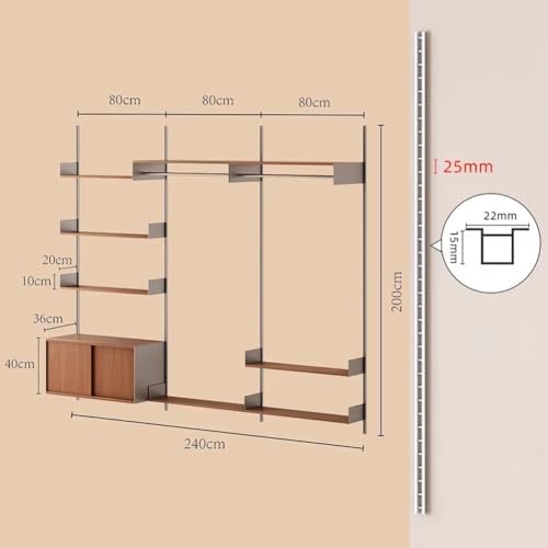 Rygcrud DIY Home Office Bookcase, 3 Tier Book Shelves with Storage Cabinet, Wall Mount Open Display Closet System for Bedroom Clothing Organizer Storage(78.7x94.5in)