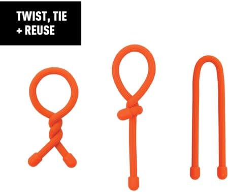 Nite Ize Original Gear Tie - 6-Inch Reusable Rubber Twist Tie - Reusable Gear Ties - Electric Cord Organizers - Twist Ties for Cords - Reusable Zip Ties - Black, 6-Inch, 12 Pack