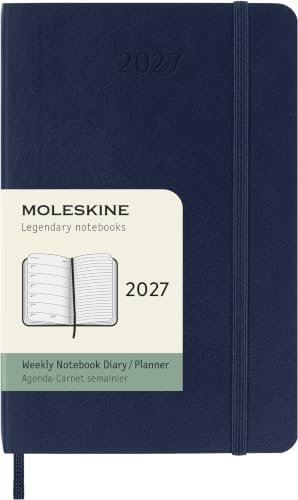 Moleskine 2027 12-Month Weekly Planner, Pocket, Sapphire Blue, Softcover