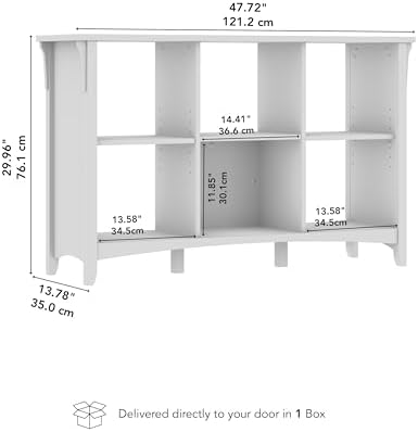 Bush Home Salinas 6 Cube Organizer in Antique White, Office Storage Solution, Home Organizer with Open Shelving, Compact Unit for Books and Supplies