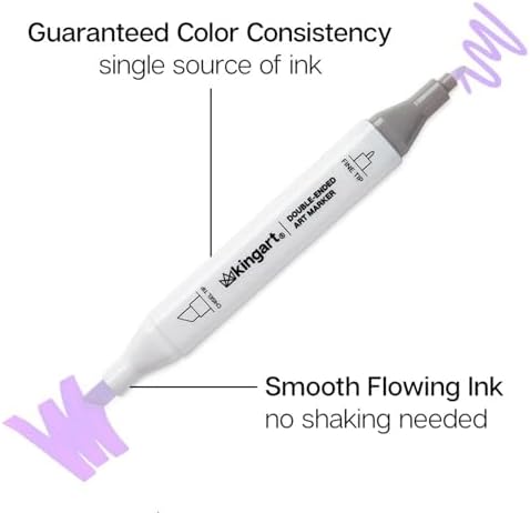 KINGART PRO Double-Ended Alcohol Ink Art Markers, 24 PASTEL Colors, Fine Point & Chisel Tips, Permanent with Superior Blendability, Includes Plastic Case, 24 Pc.