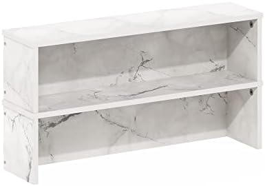 Furinno Helena Kitchen Counter Stackable Organizer Shelf, Set of 2, 23-Inch, Marble White