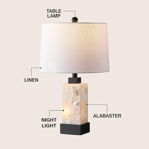 JONATHAN Y Eloise 2-Light Alabaster Table Lamp 23", White/Black