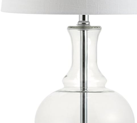 JONATHAN Y Lavelle 25" Glass Lamp, Clear/Chrome, Set of 2