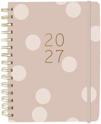 Graphique Polka Dot 18 Month Planner, July 2026 – Dec. 2027, Hardbound Spiral Planner with Monthly Tabs, Holidays & Reminder Stickers, 6” x 8”