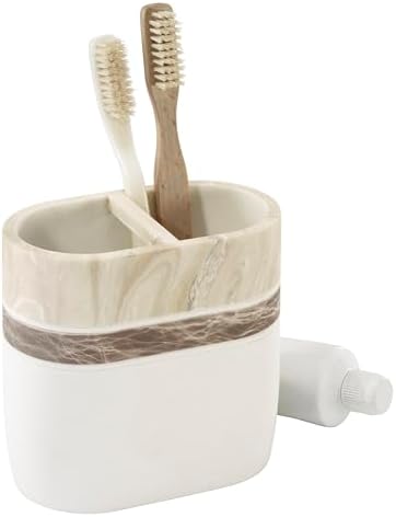 IZOD – Toothbrush Holder, Hand-Painted Resin with Marble Detail, Modern Home Decor – Perfect for Organizing Bathroom Essentials (Tidal)