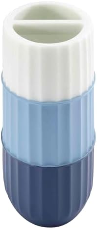 IZOD - Toothbrush Holder, Resin Countertop Bathroom Accessories, Dorm Room Essentials, Striped Bathroom Decor (Clubhouse Collection, Blue)