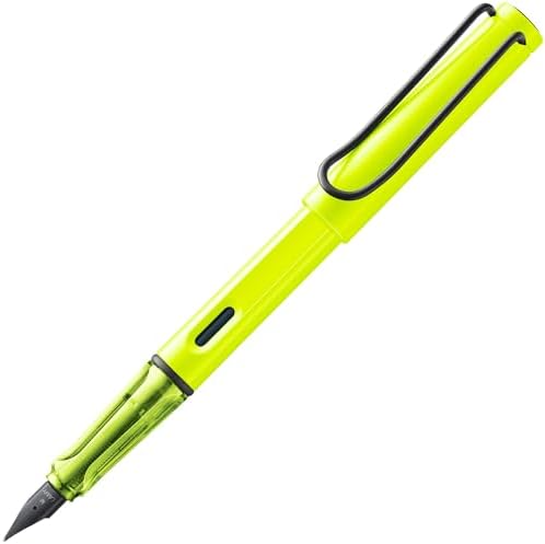 LAMY safari neonyellow - Fountain Pen with ergonomic grip & polished steel nib in size M - ideal for any Writing & Calligraphy - including LAMY T 10 blue cartridge - Right-Handed