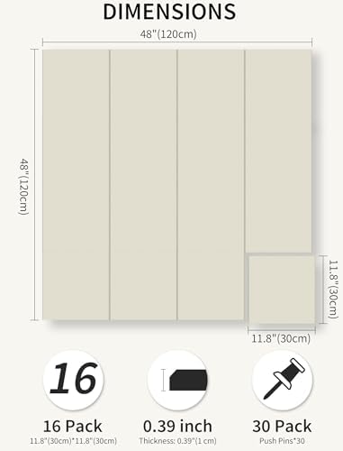 48" x 48" Cork Board Alternative, 16 Pack Felt Bulletin Board Tiles with 30 Adhesive Tabs Wall Push Pin Board for Office Classroom Bedroom Decor