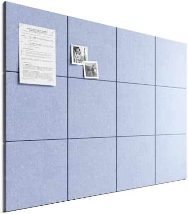 Bumusty 48"x 36" Large Felt Bulletin Board Tiles, Soft Periwinkle