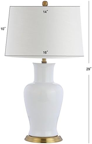 JONATHAN Y Julian Classic Ceramic Urn Metal LED Table Lamp 29", White/Gold