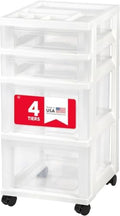 IRIS USA 4-Drawer Rolling Storage Cart, White/Clear