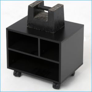 FITUEYES Mobile Printer Stand with Storage, Wood Small Printer Table, Black | Under Desk Rolling Work Cart with Wheels and 3 Compartment Organizer Spaces for Home Office, 15.7 x 11.8 x 13.8