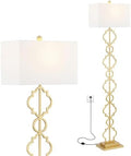 JONATHAN Y Selina Floor Lamp 64.5" Metal Ogee Trellis, Gold Painting