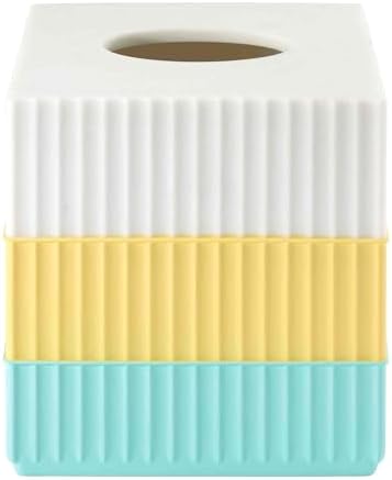 IZOD - Tissue Box Cover, Resin Countertop Bathroom Accessories, Dorm Room Essentials, Striped Bathroom Decor (Clubhouse Collection, Aqua)
