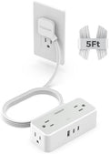 TESSAN Extension Cord 5 FT, Power Strip with 900J Surge Protection, Grey