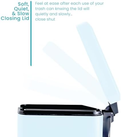 Home Zone Living 2-Pack 1.3 Gallon Small Powder Blue Bathroom Trash Can with Lid and Step Pedal, Stainless Steel Wastebasket with Slim Design for Home and Office, 5 Liters