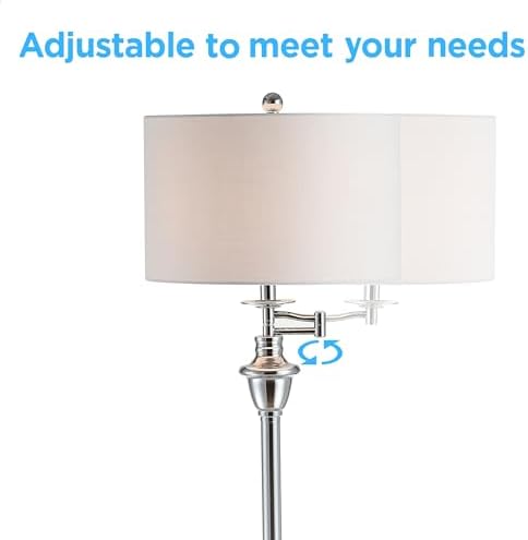JONATHAN Y Cora 60" Metal Swing Arm Floor Lamp, Chrome/Clear