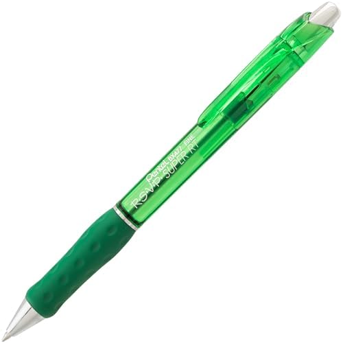 Pentel RSVP Super RT Ballpoint Pen, (0.7mm) Fine Line, Green Ink, Box of 12 (BX477-D)