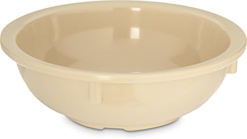 Carlisle FoodService Products Kingline Reusable Plastic Bowl Nappie Bowl for Home and Restaurant, Melamine, 14 Ounces, Tan, (Pack of 48)