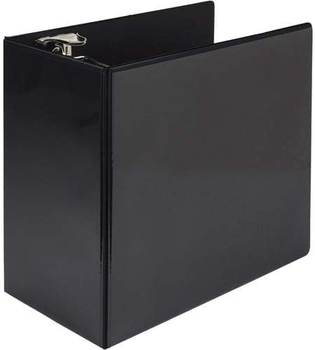 Samsill Titan Extra Large 6 Inch 3 Ring View Binder - Non-Stick Customizable Clear View Cover - Locking D-Ring - Holds Over 1250 Sheets - Black (Pack of 6)