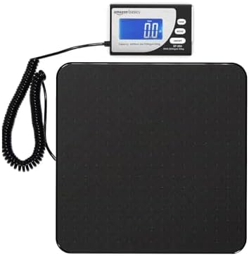 Amazon Basics Digital Shipping Postal Scale with Tare Function, Heavy Duty Weighing Platform 1 Ounce Readability, Portable, Black, 660 lb Capacity (Pack of 5)