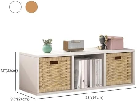 Lateral Filing Lumber Bookshelves Shelves Solid Wood Bookshelf, Floor-standing Storage Rack, Low Bookcase, Cube Storage Unit, Household TV Cabinet, Bay Window Cabinet White 38"L x 9"W x 13"H