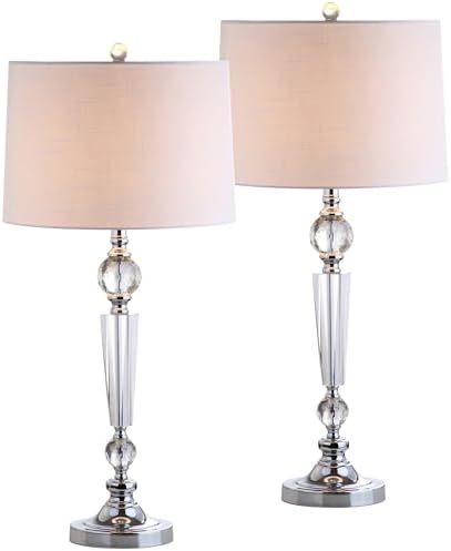 JONATHAN Y Emma 29.5" Clear Crystal Candlestick Table Lamp, Set of 2