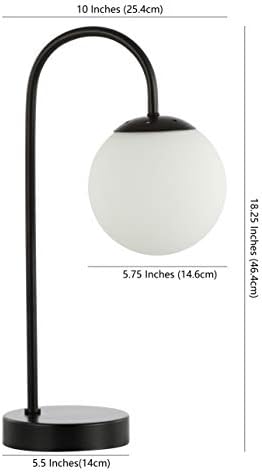 JONATHAN Y Arco Arched Metal Table Lamp 18.25" Globe Shade, Black