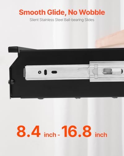 VEVOR Under Desk Drawer Slide Out, 26 inch Under Desk Mounted Pull-out Drawer Attachment, Hidden Under Counter Drawers for office Home Sit Stand Workstation, Black