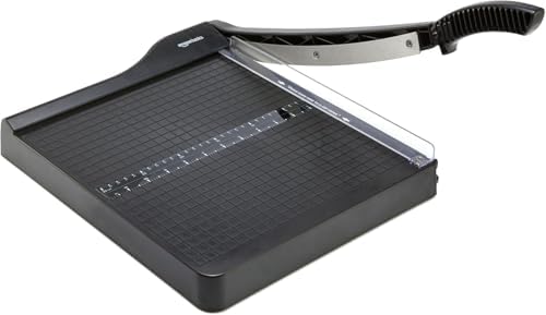 Amazon Basics Paper Trimmer Cutter for Office and Crafts, Heavy-Duty, Portable Guillotine Paper Cutter with Blade Lock, 12-Inch, 10-Sheet Cardstock, Photos