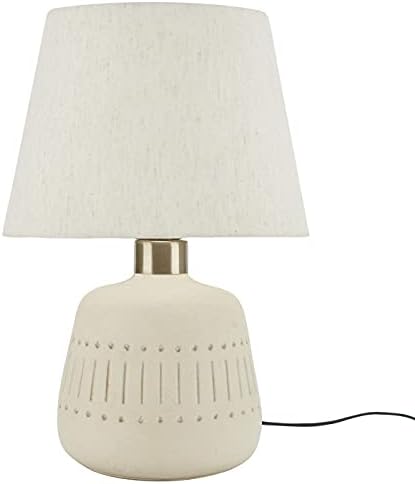 Nourison Home 16" Cream Natural Textured Ceramic Accent Table Lamp, Farmhouse, Boho, for Bedroom, Living Room, End Table, Coffee Table Lamp