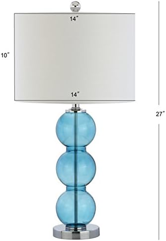 JONATHAN Y Bella 27" Glass Table Lamp, Sky Blue/Chrome, Set of 2
