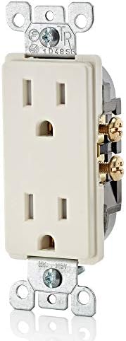 Leviton T5325-T 15 Amp 125 Volt, Decora Tamper Resistant, Duplex Receptacle, Straight Blade, Grounding, Light Almond (Pack of 2)