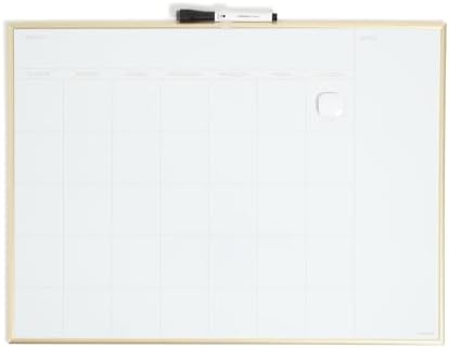 U Brands Dry Erase Calendar White Board, 24" x 18", Gold Aluminum Frame