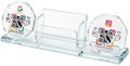 Dual Social Media Crystal Stand with Built-In Business Card Holder & NFC/QR Tech - No App Needed, One-Time Purchase, Lifetime Promotional Desktop Decor for Business (Display GG+ins)