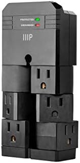 Monoprice 6 Outlet Rotating Surge Protector - UL Rated, 2,160 Joules, With Grounded And Protected Light Indicator, Black