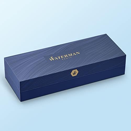 Waterman Hemisphere Fountain Pen Black with Gold Trim Medium Nib Blue Ink Gift Box
