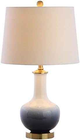 JONATHAN Y JYL3019A Gradient 25" Ceramic/Brass LED Table Lamp Contemporary Traditional Bedside Desk Nightstand Lamp for Bedroom Living Room Office College Bookcase LED Bulb Included, White/Navy