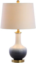 JONATHAN Y JYL3019A Gradient 25" Ceramic/Brass LED Table Lamp Contemporary Traditional Bedside Desk Nightstand Lamp for Bedroom Living Room Office College Bookcase LED Bulb Included, White/Navy
