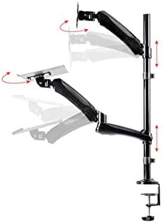 Monoprice Articulating Gas Spring Sit Stand Monitor and Keyboard Workstation Mount - for Displays 13in to 26in, VESA 75x75 to 100x100, Easy to Use, Compatible with Most Desks, Black